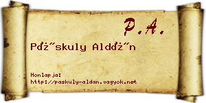 Páskuly Aldán névjegykártya